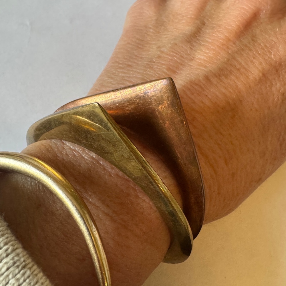 Geometric Stacked Metal Cuff Bracelets